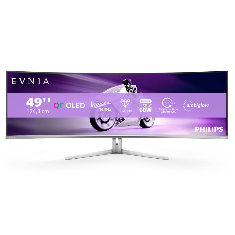 Philips Evnia 8000 49M2C8900L/00 pantalla para PC 124,2 cm (48.9") 5120 x 1440 Pixeles Dual QHD QD-OLED Blanco