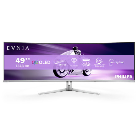 Philips Evnia 8000 49M2C8900L/00 pantalla para PC 124,2 cm (48.9") 5120 x 1440 Pixeles Dual QHD QD-OLED Blanco