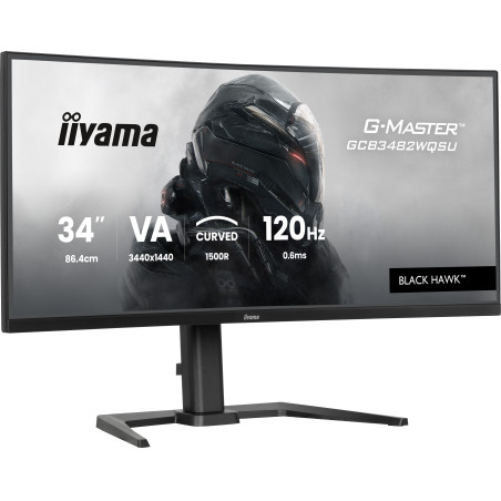 iiyama GCB3482WQSU-B1 GCB3482WQSU-B1, 86,4 cm (34"), 3440 x 1440 Pixeles, UltraWide Quad HD, LED, 0,6 ms, Negro