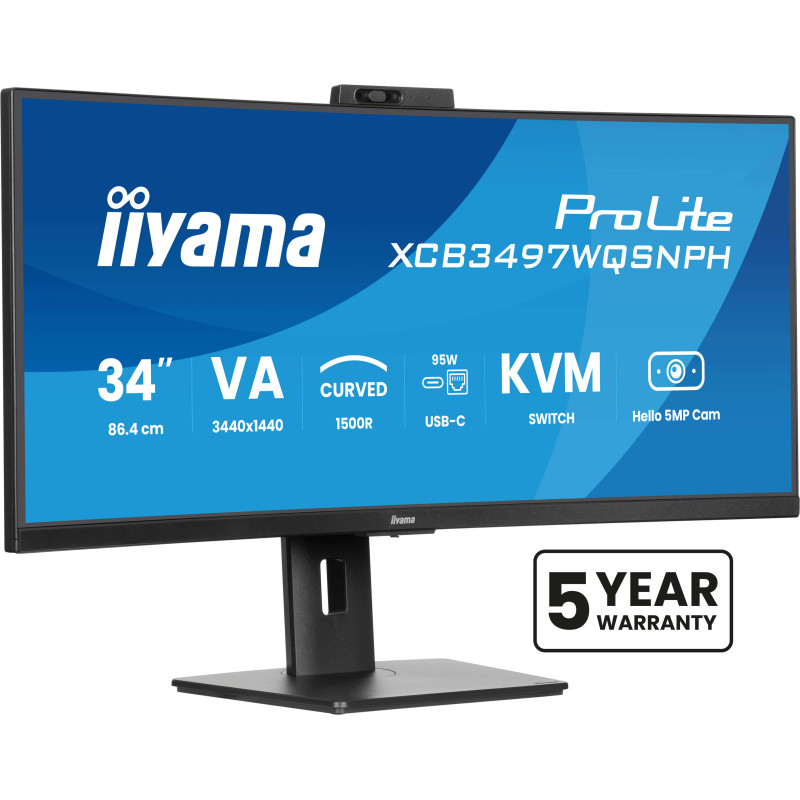 iiyama XCB3497WQSNPH-B1 ProLite XCB3497WQSNPH-B1, 86,4 cm (34"), 3440 x 1440 Pixeles, UltraWide Quad HD, LED, 0,4 ms, Negro