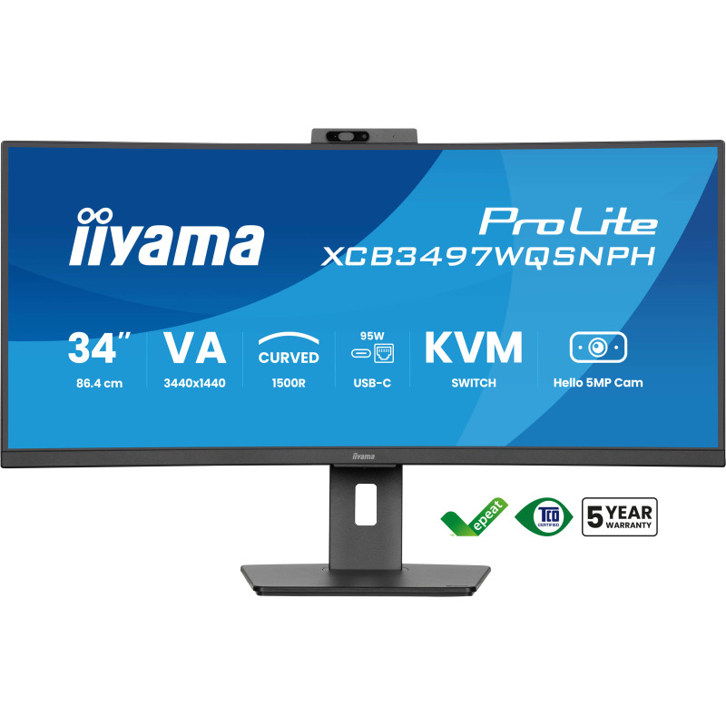 iiyama XCB3497WQSNPH-B1 ProLite XCB3497WQSNPH-B1, 86,4 cm (34"), 3440 x 1440 Pixeles, UltraWide Quad HD, LED, 0,4 ms, Negro