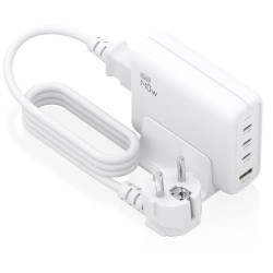 AISENS Cargador Sobremesa GaN 140W, 3x USB-C PD3.1 QC4.0 QC5.0, 1x USB-A QC3.0, Blanco