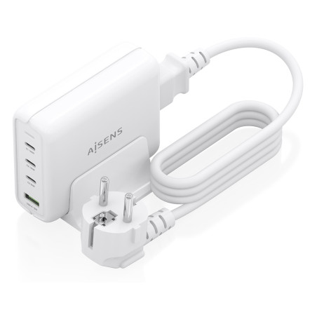 AISENS Cargador Sobremesa GaN 140W, 3x USB-C PD3.1 QC4.0 QC5.0, 1x USB-A QC3.0, Blanco