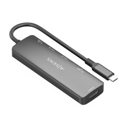 AISENS USB-C Dock 6 en 1, USB-C A, 1x HDMI, 2x USB-A, 1x USB-C PD 100W, 1x SD, 1x MicroSD, Gris, 15cm 2