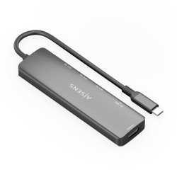 AISENS USB-C Dock 6 en 1, USB-C A, 1x HDMI, 3x USB-A, 1x SD, 1x MicroSD, Gris, 15cm 2