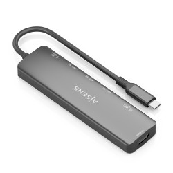 AISENS USB-C Dock 7 en 1, USB-C A, 1x HDMI, 3x USB-A, 1x USB-C PD 100W, 1x SD, 1x MicroSD, Gris, 15cm 2