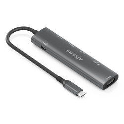 AISENS USB-C Dock 7 en 1, USB-C A, 1x HDMI, 2x USB-A USB2.0, 1x USB-A USB3.0, 1x USB-C PD 100W, 1x SD, 1x MicroSD, Gris, 15cm 2