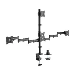 AISENS DT27TSR-379 Soporte de Mesa Eco Giratorio e Inclinable para 4 Monitores 8kg (4 Pivotes, 2 Brazos) de 13"-27", Negro, 75
