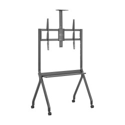 AISENS FT86FE-369 Soporte de Suelo Pro Con Rueda, 1 Bandeja Y Soporte de Camara Para Pantalla Interactiva/TV 120kg de 55"-100",