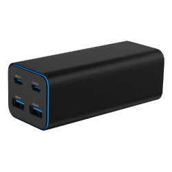 Gembird TA-UC-2A2C-PD100-01-BK cargador de dispositivo móvil Portátil, Smartphone Negro Corriente alterna Carga rápida Interior 2