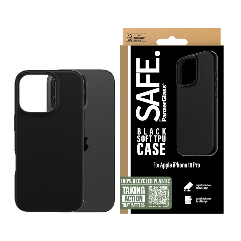 PanzerGlass SAFE. by ® TPU Case Black iPhone 16 Pro funda para teléfono móvil Negro