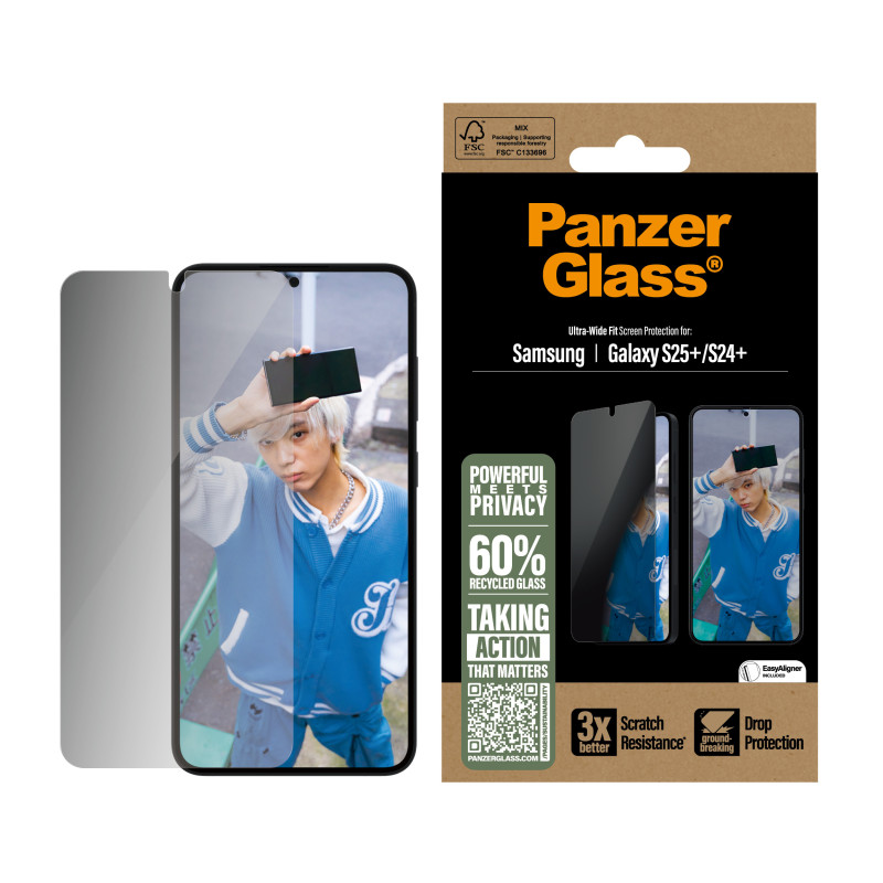 PanzerGlass ® Privacy Screen Protector Samsung Galaxy S25+ | S24+ | Ultra-Wide Fit Protector de pantalla 1 pieza(s)