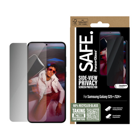 PanzerGlass SAFE. by ® Privacy Screen Protector Samsung Galaxy S25+ | S24+ | Ultra-Wide Fit w. EasyAligner Protector de pantalla