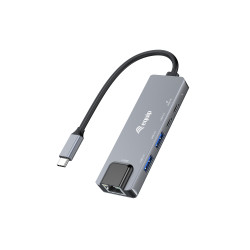 Equip 133496 133496 Adaptador multifunción 5 en 1, 2,5 GbE, USB-A x 2, USB-C x 1, USB-C , 100 W USB PD, Alámbrico, USB 3.2