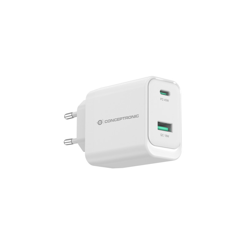 Conceptronic ALTHEA20W45 cargador de dispositivo móvil Universal Blanco Corriente alterna Carga rápida Interior
