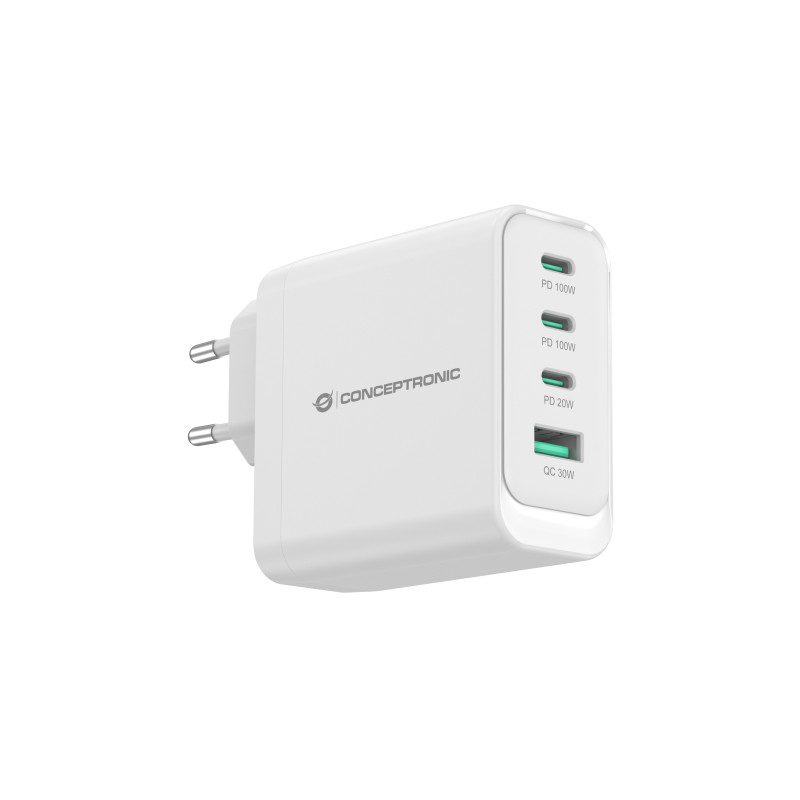 Conceptronic ALTHEA22W100 cargador de dispositivo móvil Universal Blanco Corriente alterna Carga rápida Interior