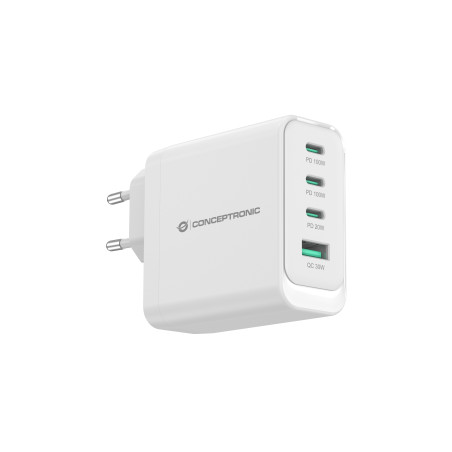 Conceptronic ALTHEA22W100 cargador de dispositivo móvil Universal Blanco Corriente alterna Carga rápida Interior