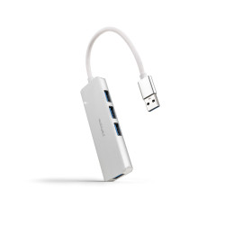 Nanocable 10.16.4602 Hub USB-A 3.0. a 4xUSB3.0, USB-A/M-USB 3.0/H, Aluminio, Color Plata, 18 cm, Alámbrico, USB 3.2 Gen 1 (3.1