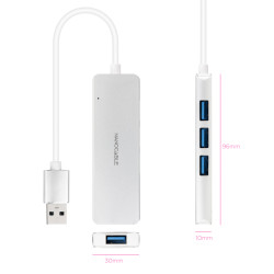 Nanocable 10.16.4602 Hub USB-A 3.0. a 4xUSB3.0, USB-A/M-USB 3.0/H, Aluminio, Color Plata, 18 cm, Alámbrico, USB 3.2 Gen 1 (3.1 2