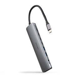 Nanocable 10.16.4608 Hub USB-C 8 en 1, Conversor USB-C 3.1 a 2xUSB-A 3.0 + 3xUSB-C 3.0 + USB-C PD + HDMI 4K@60Hz + Audio Jack