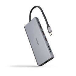 Nanocable 10.16.4612 Hub USB-C 12 en 1, Conversor USB-C 3.1 a 3xUSB-A 3.2 + USB-C 3.2 + USB-C PD + 2xHDMI 4K@60Hz + DP 4K@60Hz