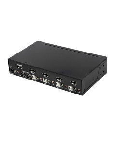 StarTech.com Switch Conmutador KVM de 4 Puertos DisplayPort - 4K 60Hz - para Una Pantalla - Switch KVM de 4 Puertos DP 1.2 con 2