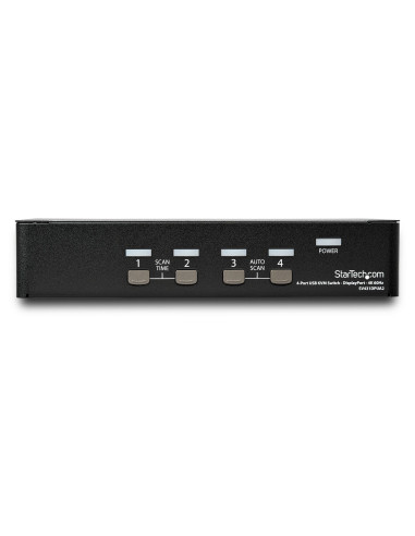 StarTech.com Switch Conmutador KVM de 4 Puertos DisplayPort - 4K 60Hz - para Una Pantalla - Switch KVM de 4 Puertos DP 1.2 con