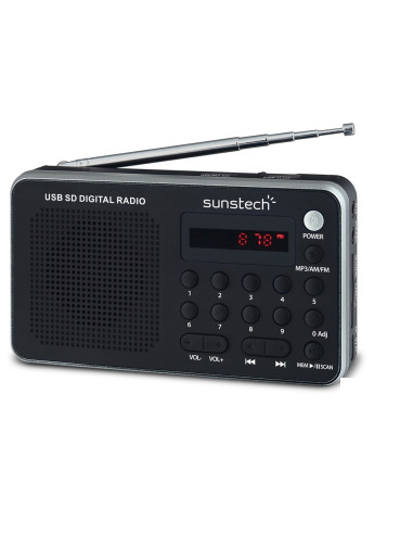 Sunstech Portable digital AM FM radio silver Portátil Analógica Negro, Plata
