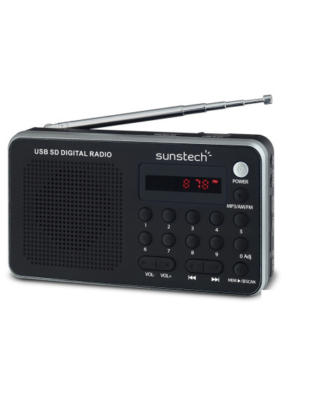 Sunstech Portable digital AM FM radio silver Portátil Analógica Negro, Plata
