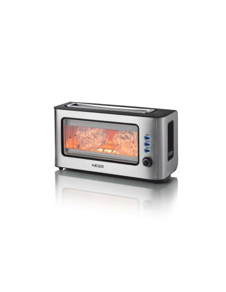 Haeger TO-100.014A tostadora 6 2 rebanada(s) 1000 W Negro, Acero inoxidable