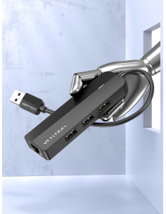 Vention Docking USB 2.0 CHPBB  3xUSB  1xMicro USB  1xRJ45  Negro 2