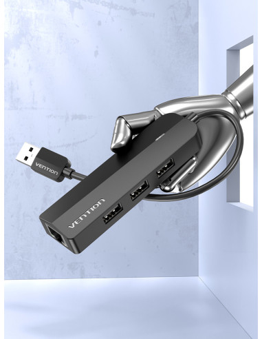Vention Docking USB 2.0 CHPBB  3xUSB  1xMicro USB  1xRJ45  Negro