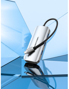 Vention Docking USB Tipo-C TOIHB  1xHDMI  1xVGA  3xUSB  1xUSB Tipo-C PD  Gris 2