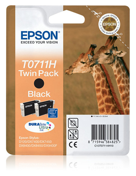 Epson Giraffe Doble juego de cartuchos Negro T0711H Tintas DURABrite Ultra