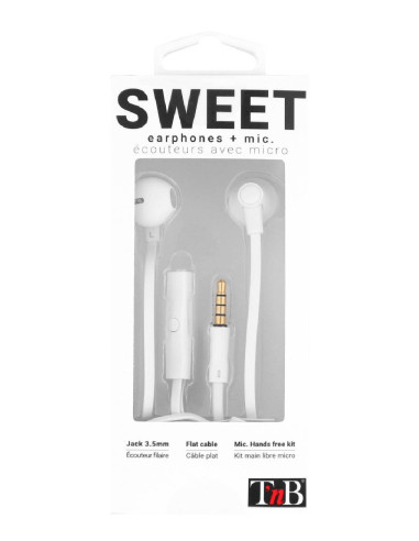 T'nB SWEET Auriculares Alámbrico Dentro de oído Llamadas Música Blanco