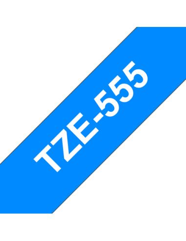 Brother TZE-555 cinta para impresora de etiquetas Blanco sobre azul