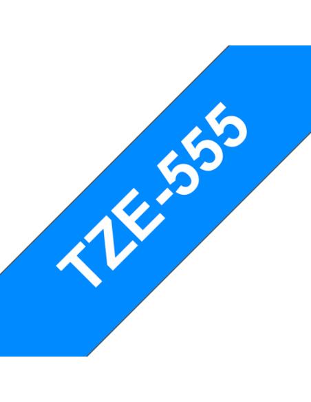 Brother TZE-555 cinta para impresora de etiquetas Blanco sobre azul