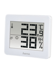 Hama | Termómetro e Higrómetro Digital (Control de humedad y temperatura de interiores, Almacenamiento de datos), Color Blanco