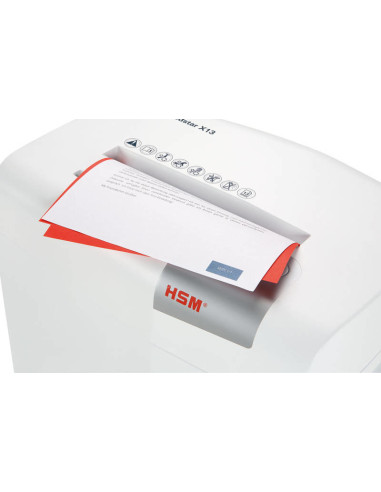 HSM X13 triturador de papel Corte en partículas 57 dB 4 mm Plata, Blanco