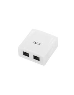 Phasak Cajade superficie 2xRJ45 UTP Cat.6 Dual entrada inferior blanca - PHK 1012
