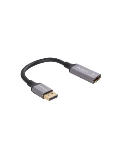Lanberg AD-DP-HD-04 adaptador de cable de vídeo 0,2 m DisplayPort HDMI Plata, Negro
