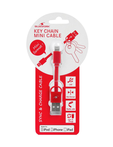 Bluestork BS-USB-IKEY R cable de conector Lightning 0,09 m Rojo