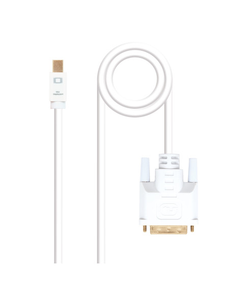 Nanocable Cable conversor Mini DP a DVI, Mini DP M - DVI M, Blanco, 5.0 M