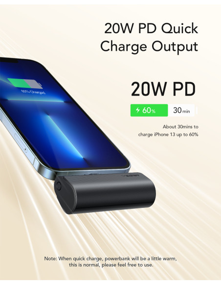 VEGER PlugOn-L VG-W0556P PowerBank plug-on 5000mah PD20W Lightning connector built-in