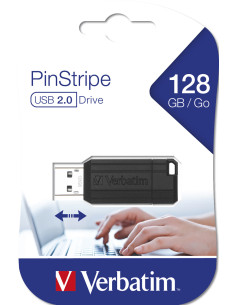 Verbatim PinStripe - Unidad USB de 128 GB - Negro