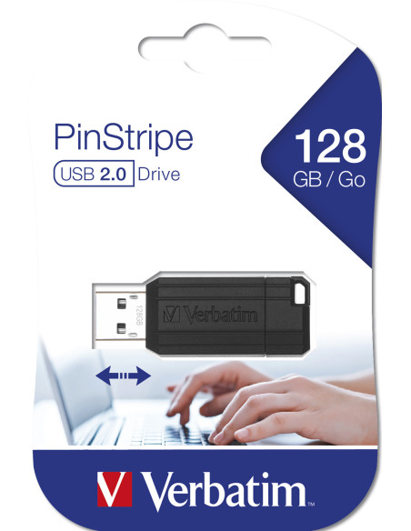 Verbatim PinStripe - Unidad USB de 128 GB - Negro