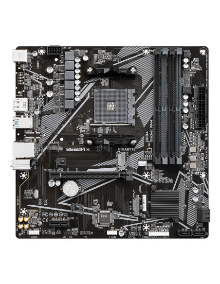 GIGABYTE B550M K Placa base - Procesadores AMD Ryzen 5000, hasta 4733 MHz DDR4, 1xPCIe 4.0 + 1xPCIe 3.0 M.2, LAN 1GbE, USB 3.2