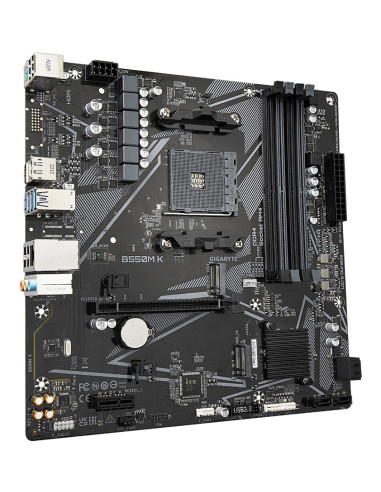 GIGABYTE B550M K Placa base - Procesadores AMD Ryzen 5000, hasta 4733 MHz DDR4, 1xPCIe 4.0 + 1xPCIe 3.0 M.2, LAN 1GbE, USB 3.2