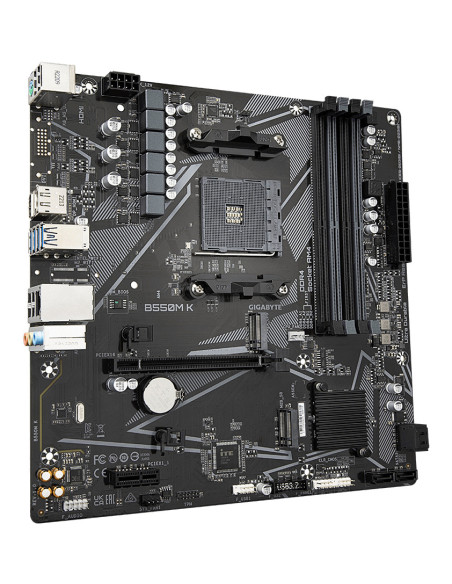 GIGABYTE B550M K Placa base - Procesadores AMD Ryzen 5000, hasta 4733 MHz DDR4, 1xPCIe 4.0 + 1xPCIe 3.0 M.2, LAN 1GbE, USB 3.2
