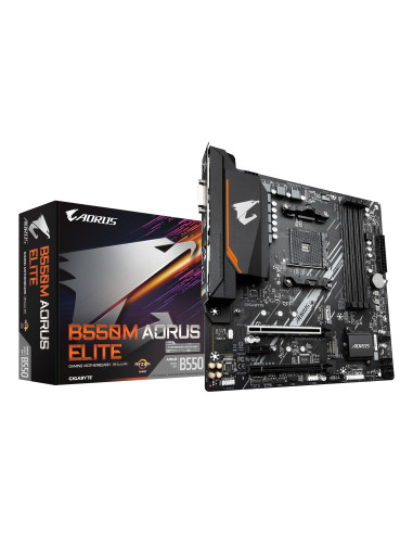GIGABYTE B550M AORUS ELITE Placa base - Procesadores AMD Ryzen 5000, VRM de 5+3 fases, hasta 4733 MHz DDR4, 1xPCIe 4.0 + 1xPCIe